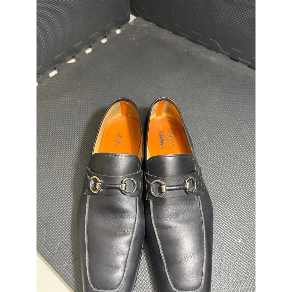Magnanni Horse Bit Loafers Mens 12 Black Leather Dress Shoes Spain Neiman Marcus
